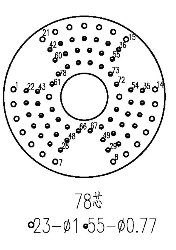 YF19A Type Circular Umbilical Connector Contact Arrangement Plug Mating View 78 pin