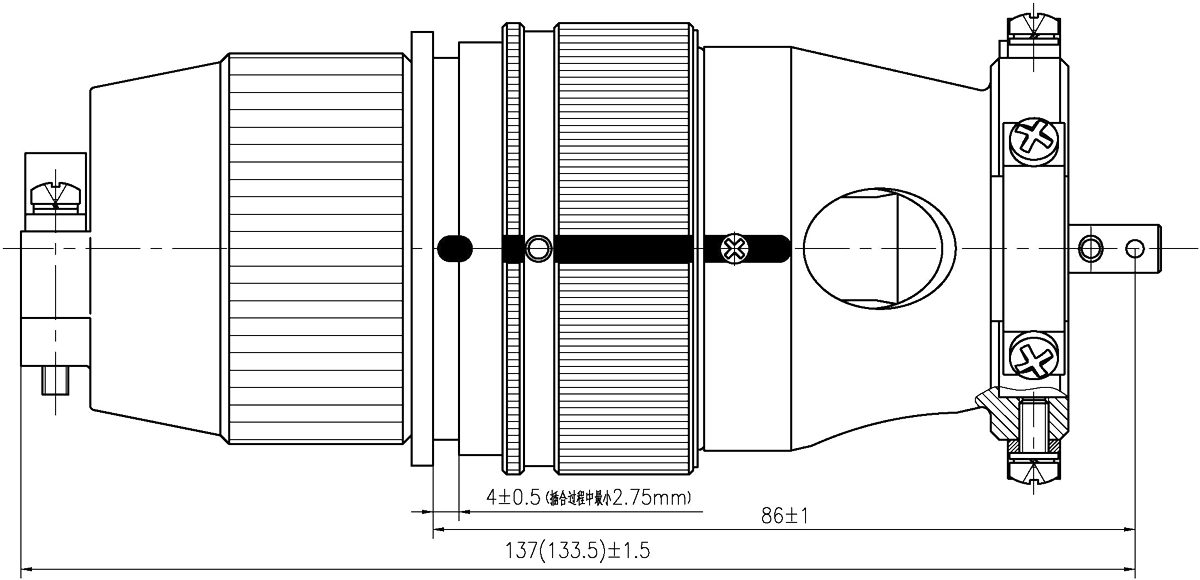 YF19A Type Circular Umbilical Connector Double layer dimension after mating