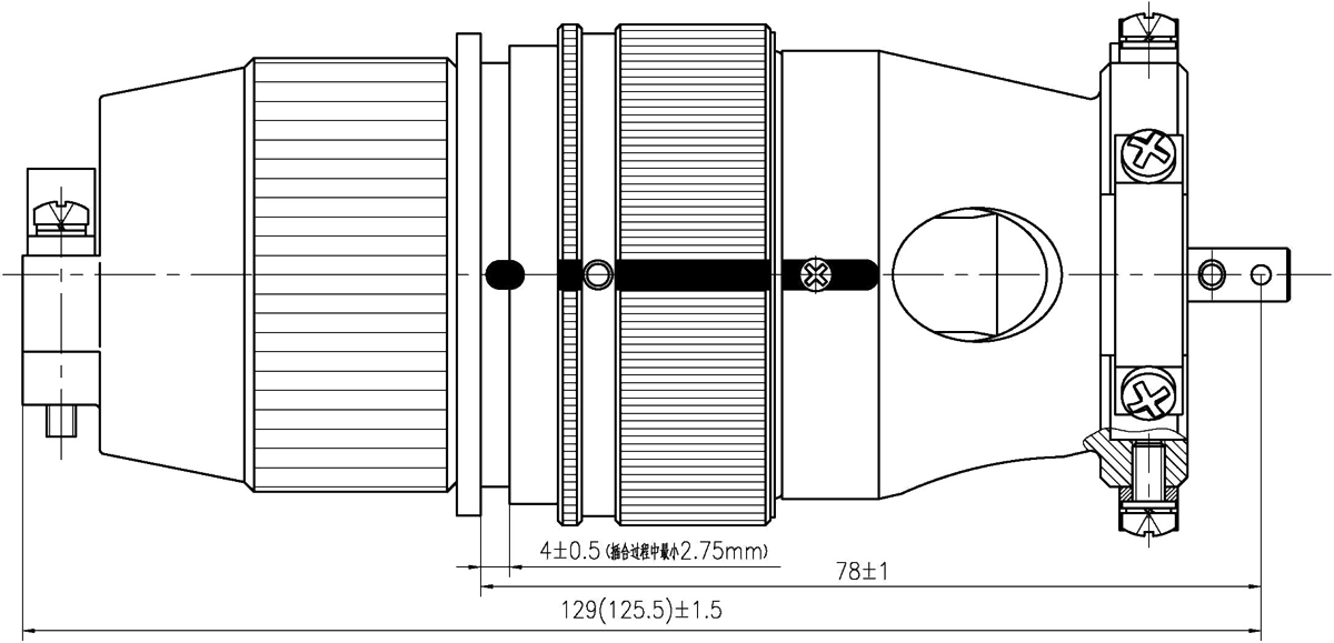 YF19A Type Circular Umbilical Connector Single layer dimension after mating