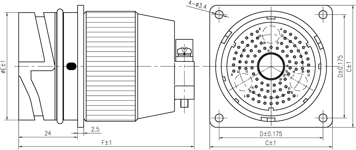 YF19A Type Circular Umbilical Connector Socket