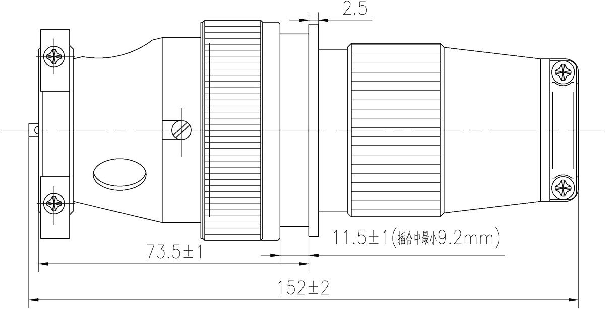 YF1N Type Circular Umbilical Connector YF1N 48T dimension after mating