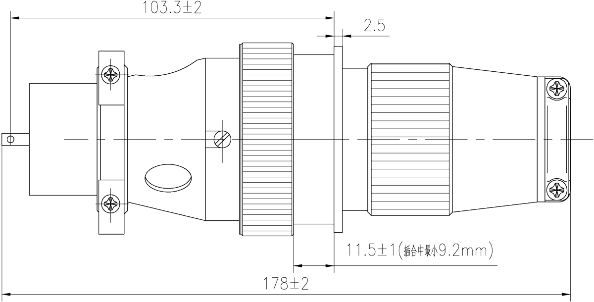 YF1N Type Circular Umbilical Connector YF1N 48TD dimension after mating