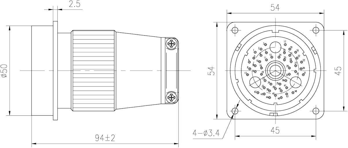 YF1N Type Circular Umbilical Connector YF1N 48Z16 Socket