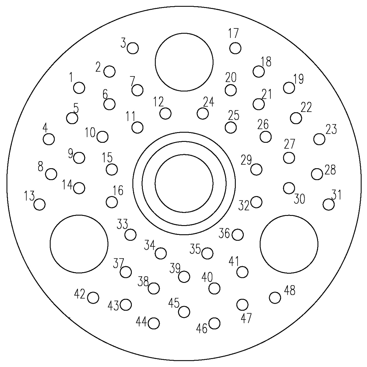 YF1N Type Contact Arrangement Front View of Socket Mating Surface