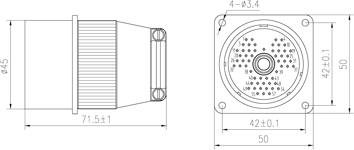 YF2 Type Circular Umbilical Connector YF2 57Z Plug