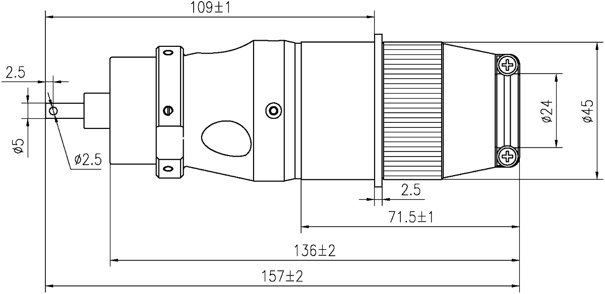 YF2 Type Circular Umbilical Connector YF2 78 dimension after mating