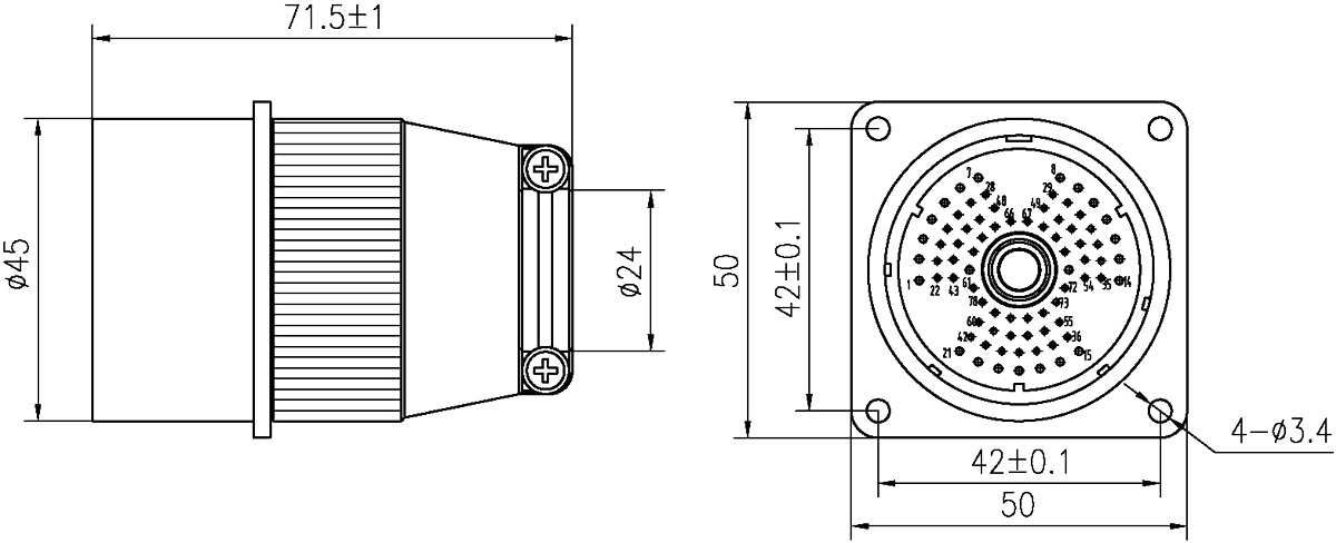 YF2 Type Circular Umbilical Connector YF2 78Z Plug