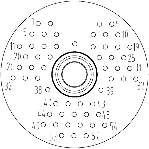 YF2 Type Contact Arrangement 57 pin