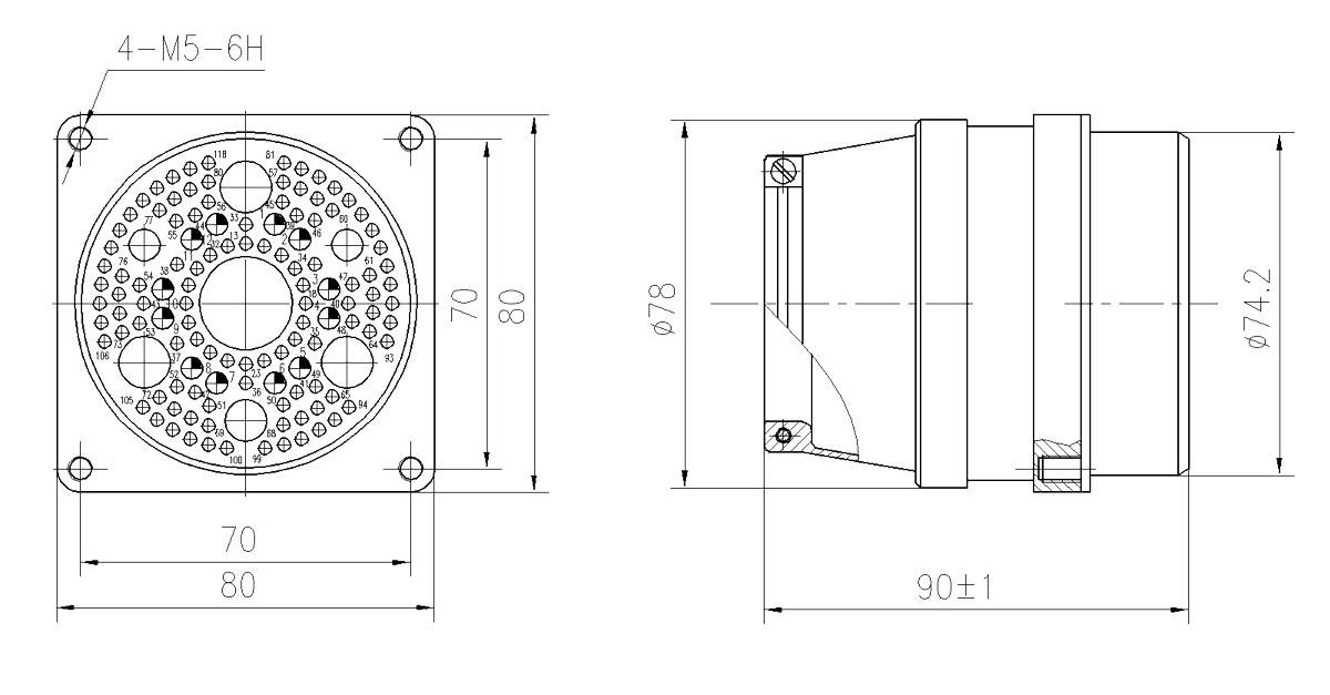 YF27 Type Circular Umbilical Connector Socket YF27 118ZM
