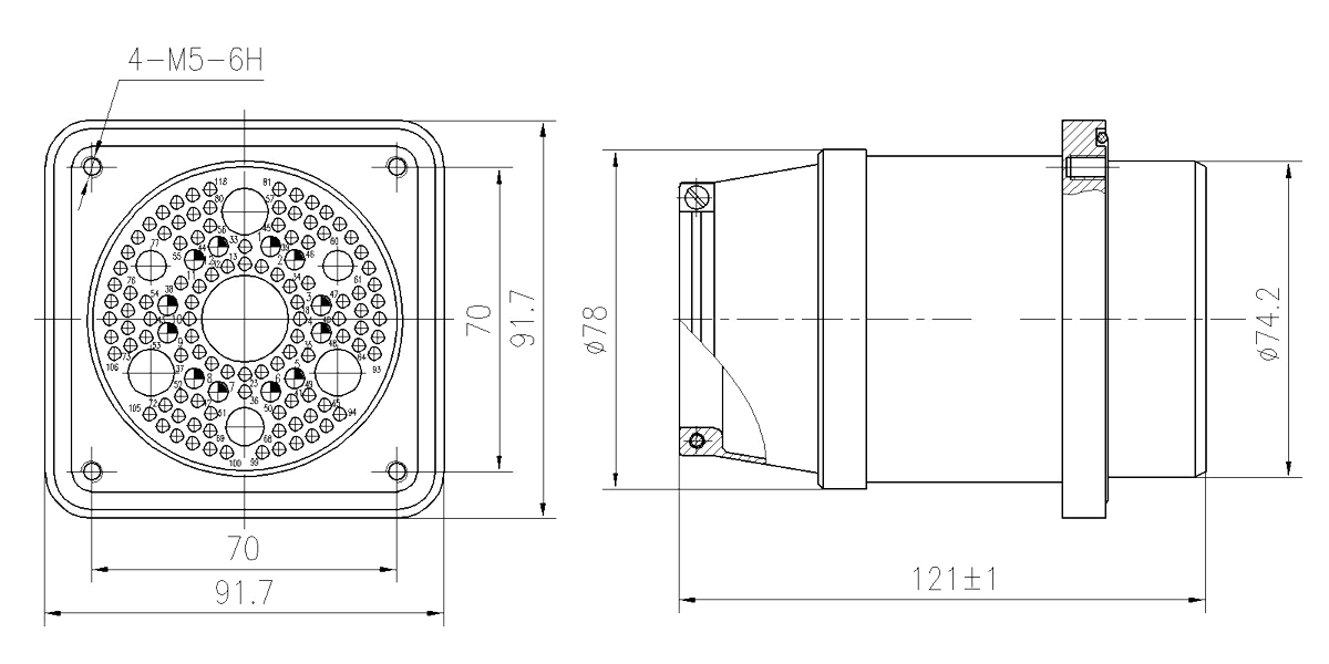 YF27 Type Circular Umbilical Connector Socket YF27 118ZM3