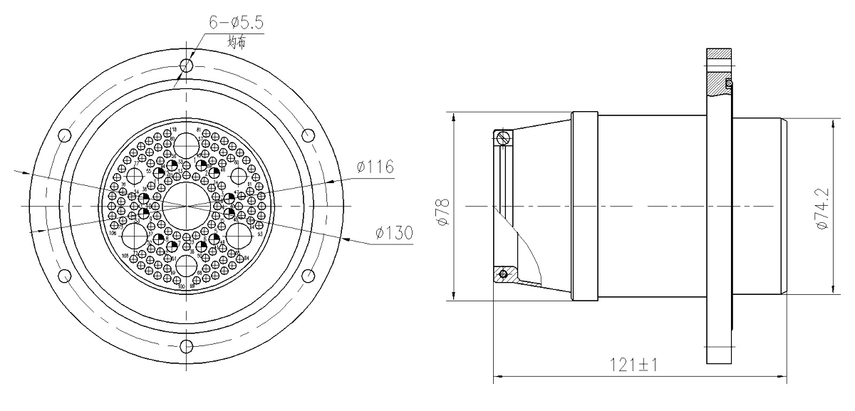 YF27 Type Circular Umbilical Connector Socket YF27 118ZM3b