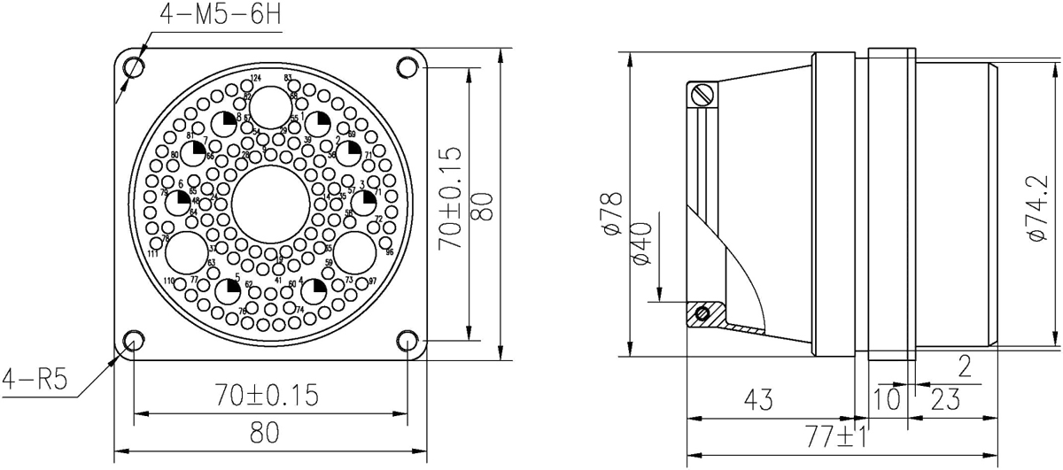 YF27 Type Circular Umbilical Connector Socket YF27 124Z1