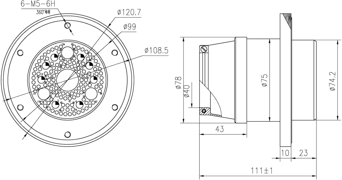 YF27 Type Circular Umbilical Connector Socket YF27 124ZM3a