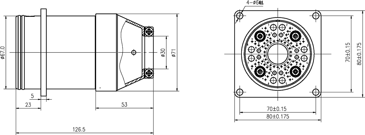 YF27 Type Circular Umbilical Connector Socket YF27 78ZM3