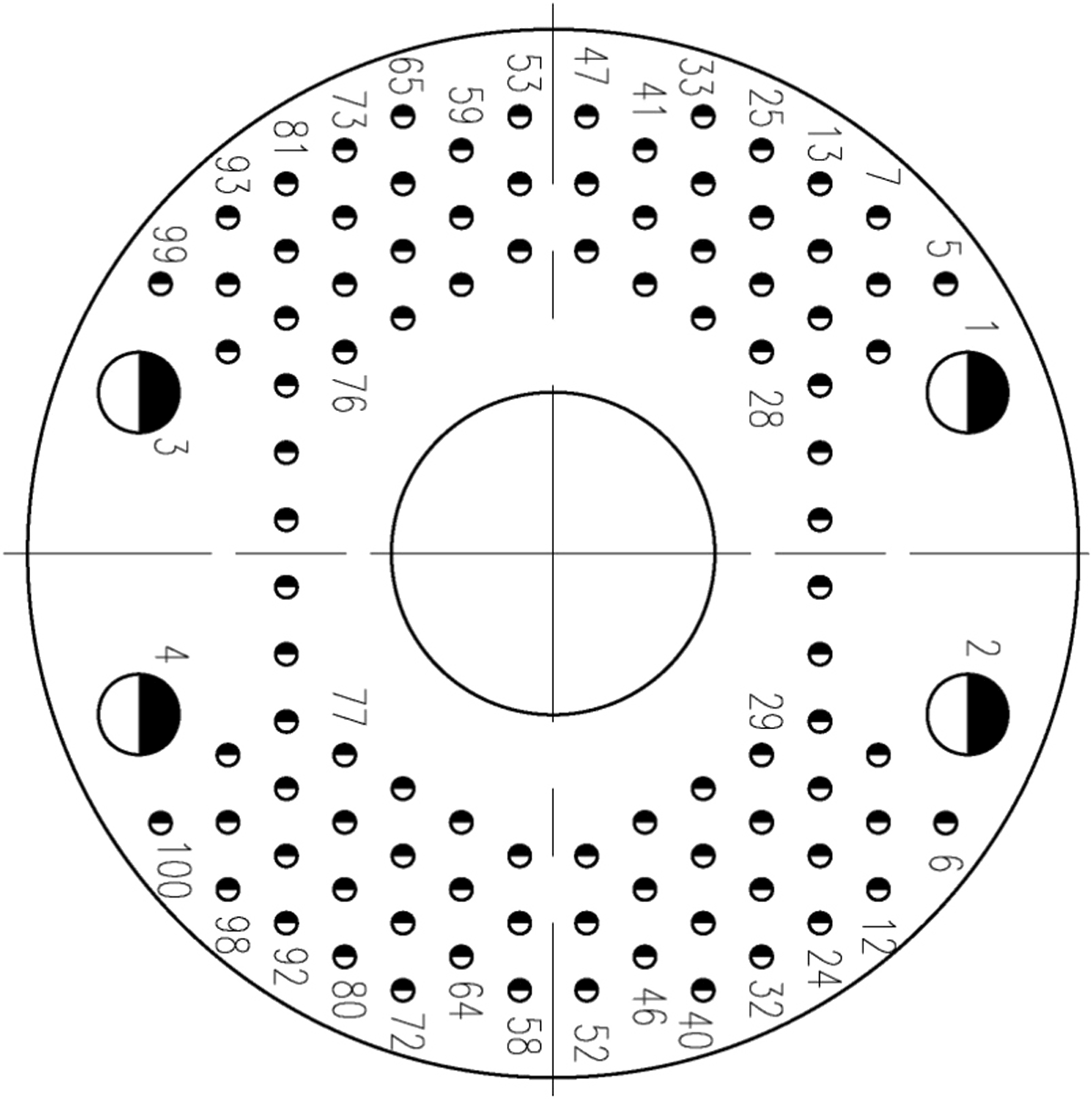 YF29 Type Vertical Umbilical Connector YF28 40 Contact Arrangement Front View of Plug Mating Surface