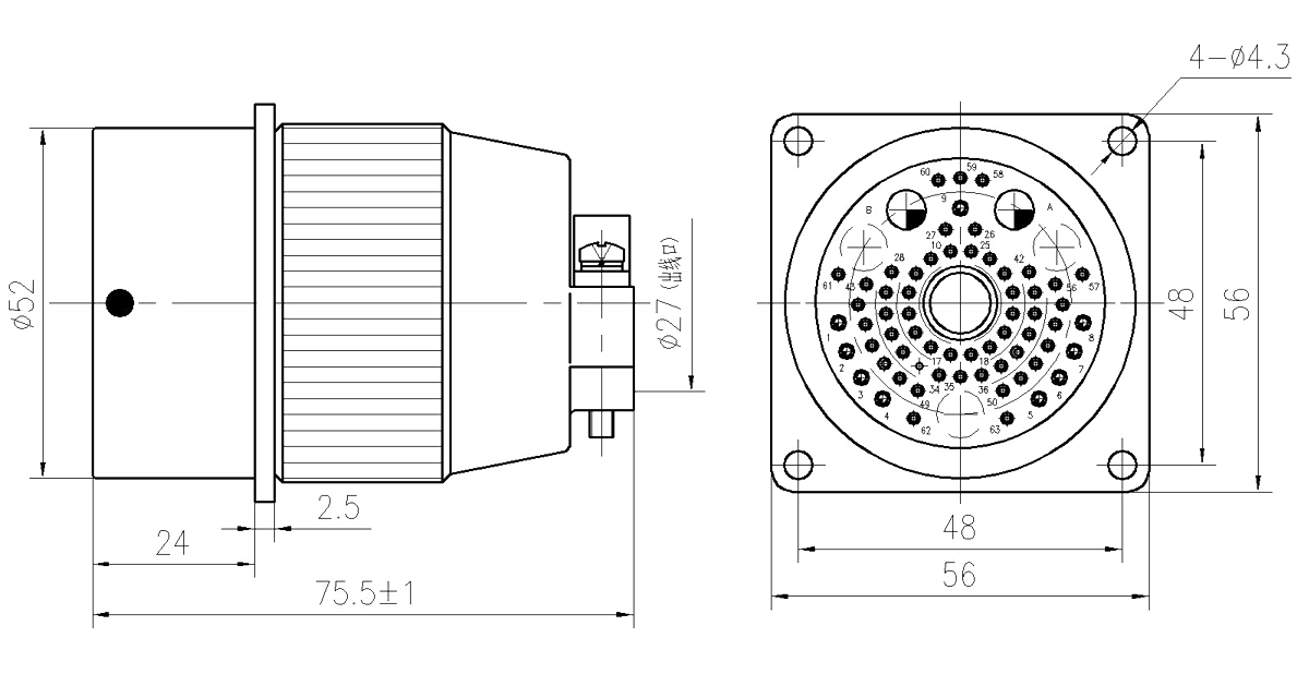 YF30 Type High temperature Resistant Circular Umbilical Connector Double Layer Socket YF30 65ZK2