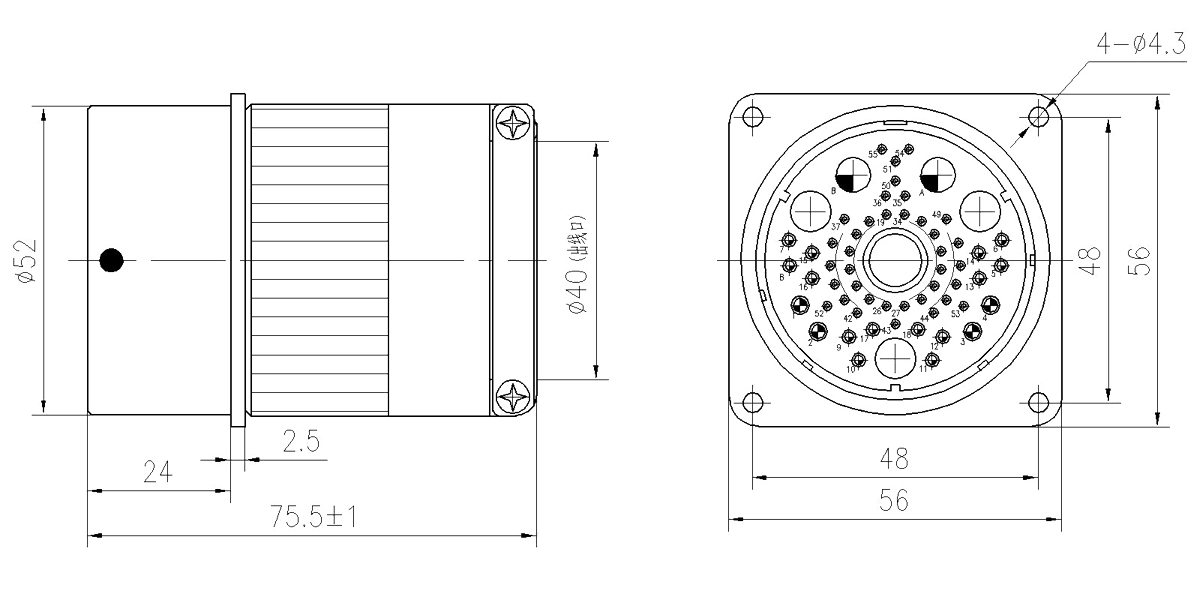 YF30 Type High temperature Resistant Circular Umbilical Connector Double layer Socket YF30 57ZK