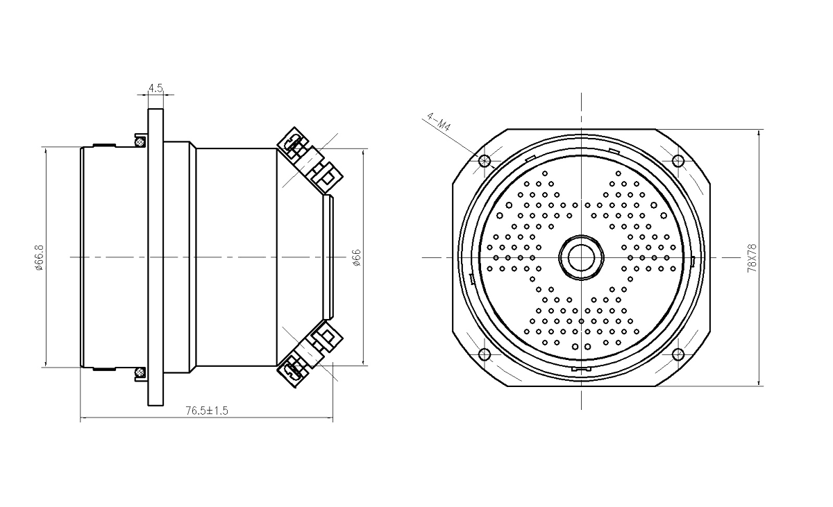 YF5P Type Circular Umbilical Connector Socket Dimension