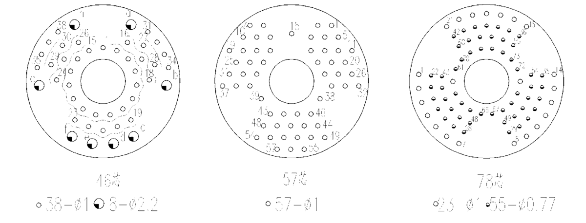 YF6 Type Circular Umbilical Connector Contact Arrangement Plug Mating View
