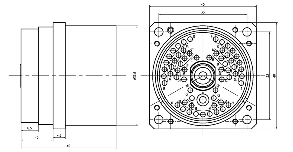 YF6A Type Circular Umbilical Connector 61 Pin Plug With Cable Cover