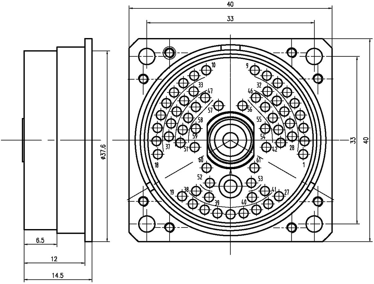 YF6A Type Circular Umbilical Connector 61 Pin Socket Without Cable Cover