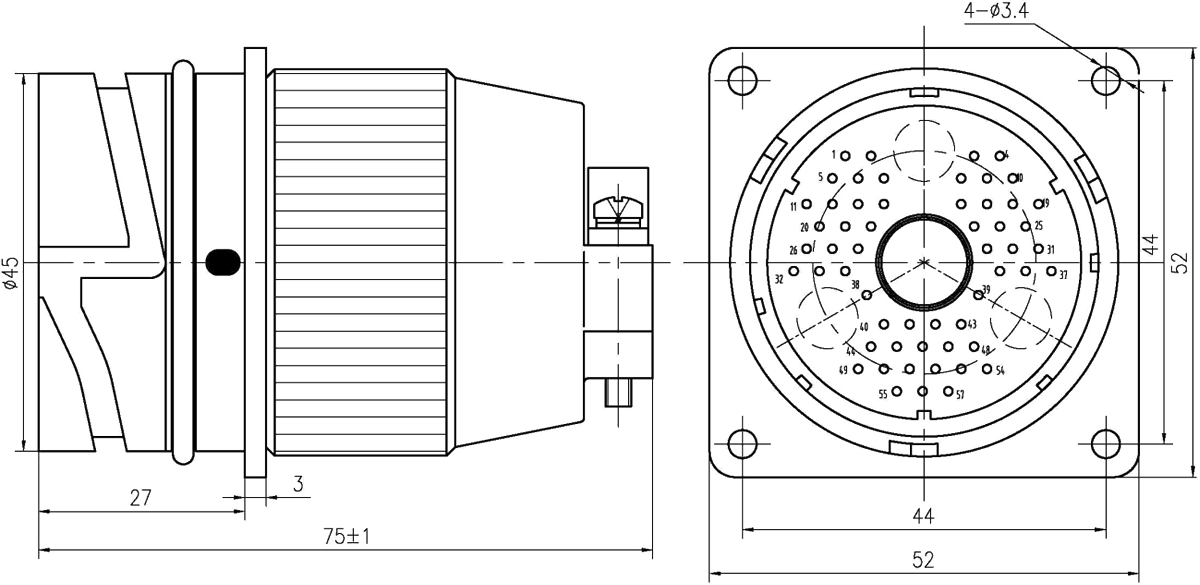 YF6A Type Circular Umbilical Connector 67 Pin Socket