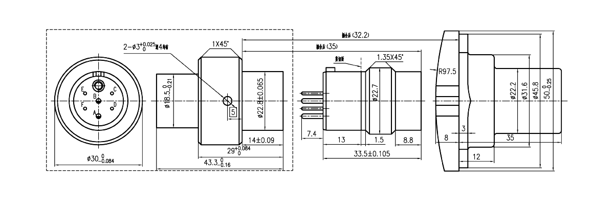 YF7 Type Shear Umbilical Connector YF7 6