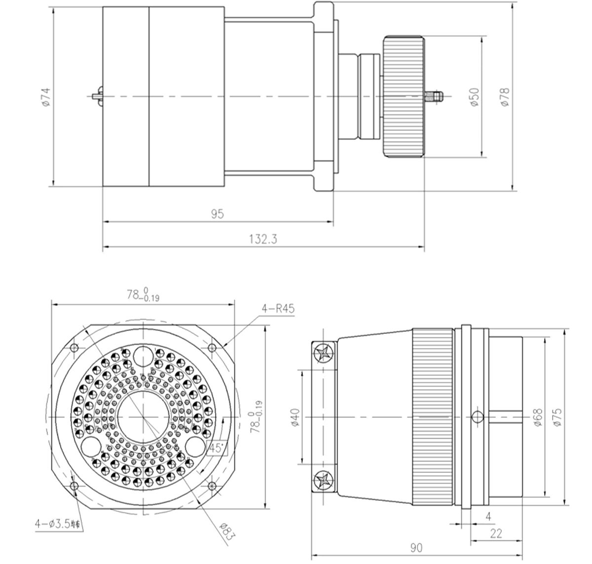 YF8 Type Circular Umbilical Connector YF8 137TDZ Connector