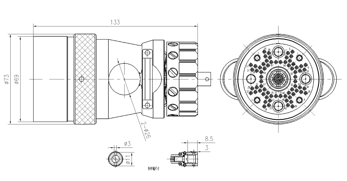 YSF1 Type Circular Underwater Umbilical Connector Plug YSF1E 72TJ