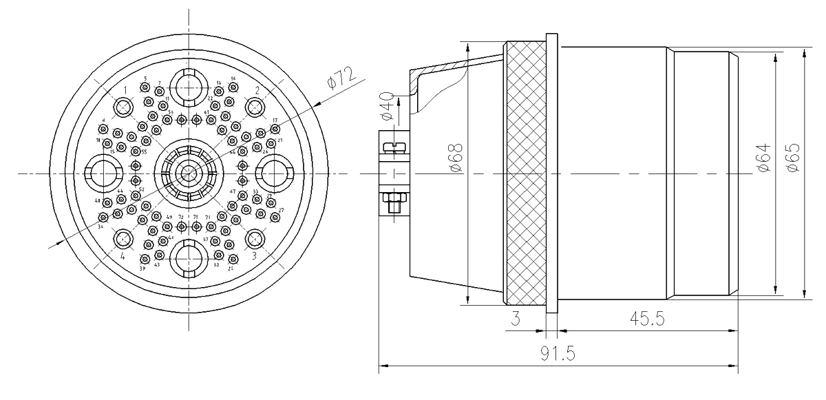 YSF1 Type Circular Underwater Umbilical Connector Socket YSF1 72ZK11