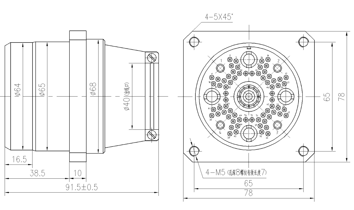 YSF1 Type Circular Underwater Umbilical Connector Socket YSF1B 72ZK10