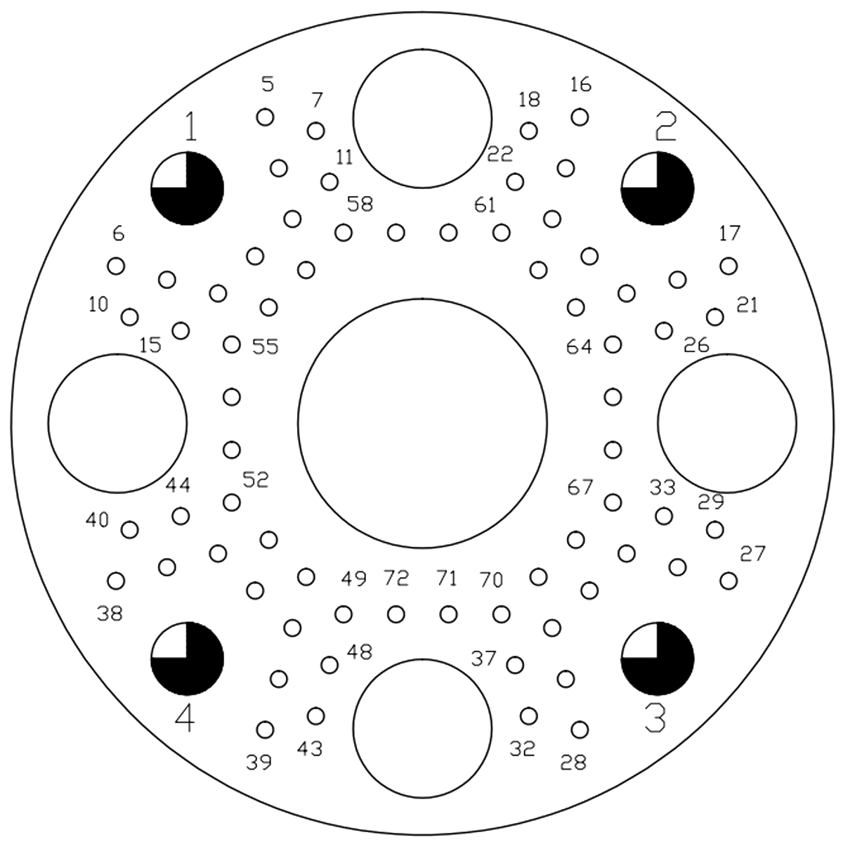 YSF1 Type Circular Underwater Umbilical Connector YSF1 72 Contact Hole Arrangement