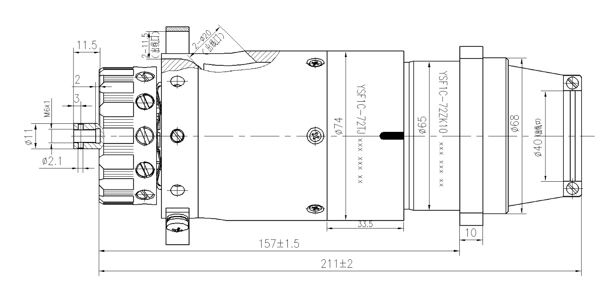 YSF1 Type Circular Underwater Umbilical Connector dimension after mating YSF1C 72TJ and YSF1C 72ZK10