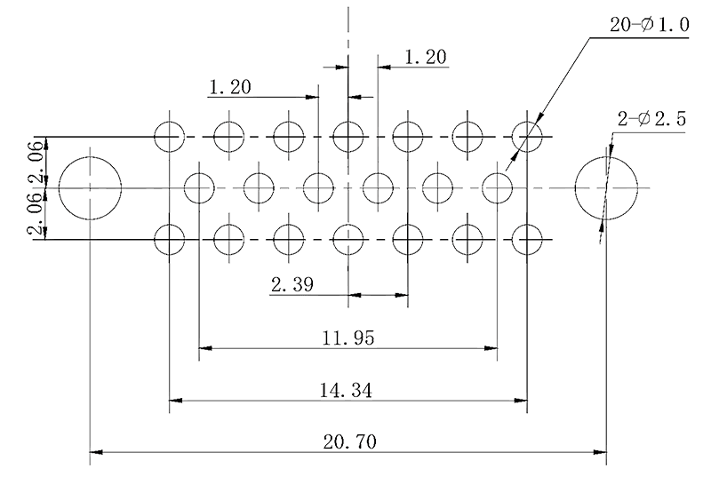 j43 PCB mounting drawing J43 20TJ