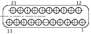 j63a Contact arrangements 21 pins