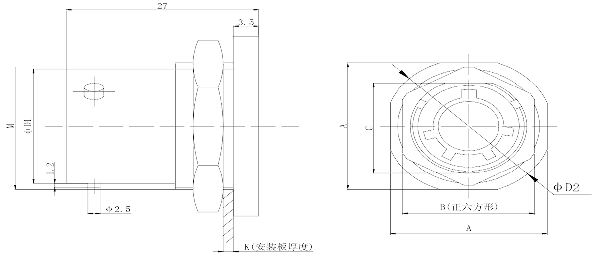 y11 Nut mounting Receptacle