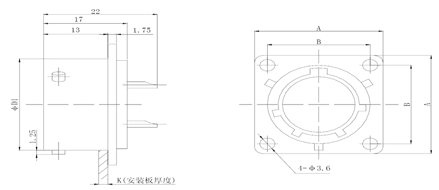 y11 Square flange glass sintered receptacle