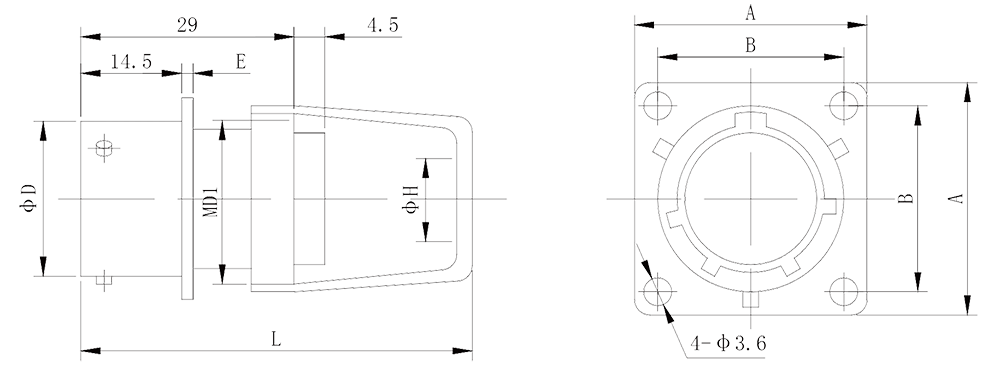 y11 square flange socket